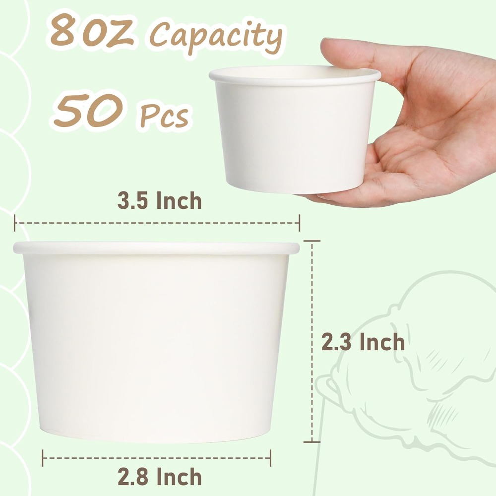 50pcs 8oz Paper Ice Cream Cups - Plastic Cup 50Pcs recension och pris