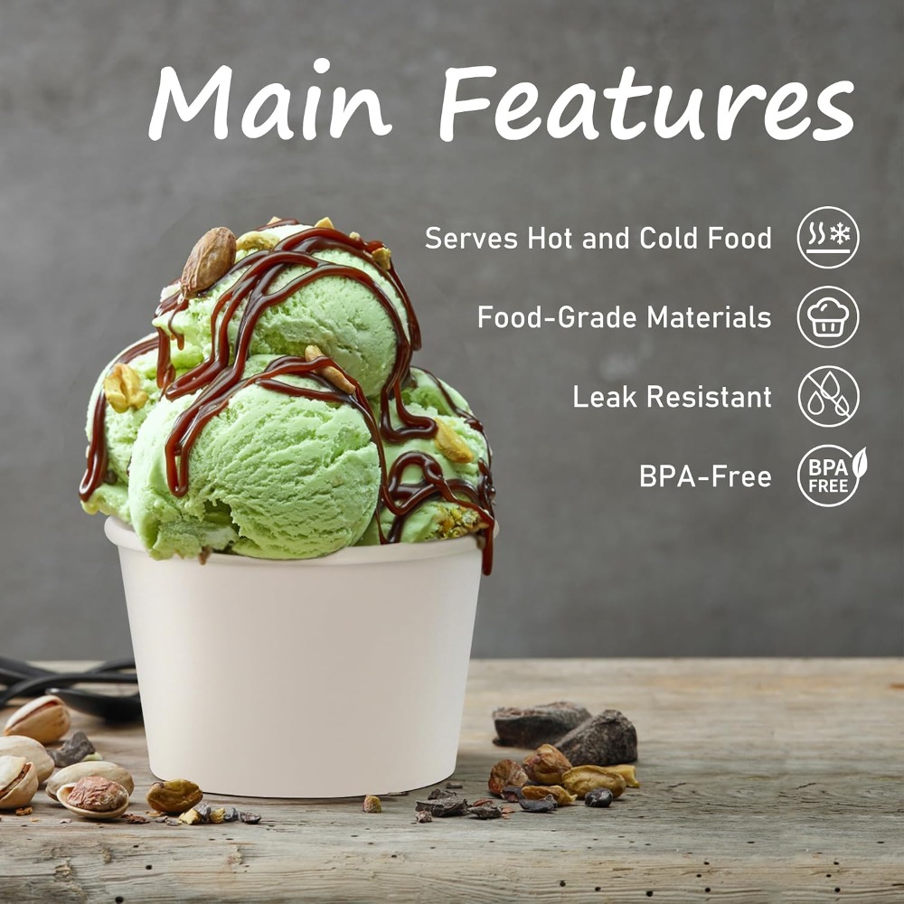 50pcs 8oz Paper Ice Cream Cups - Plastic Cup 50Pcs recension och pris