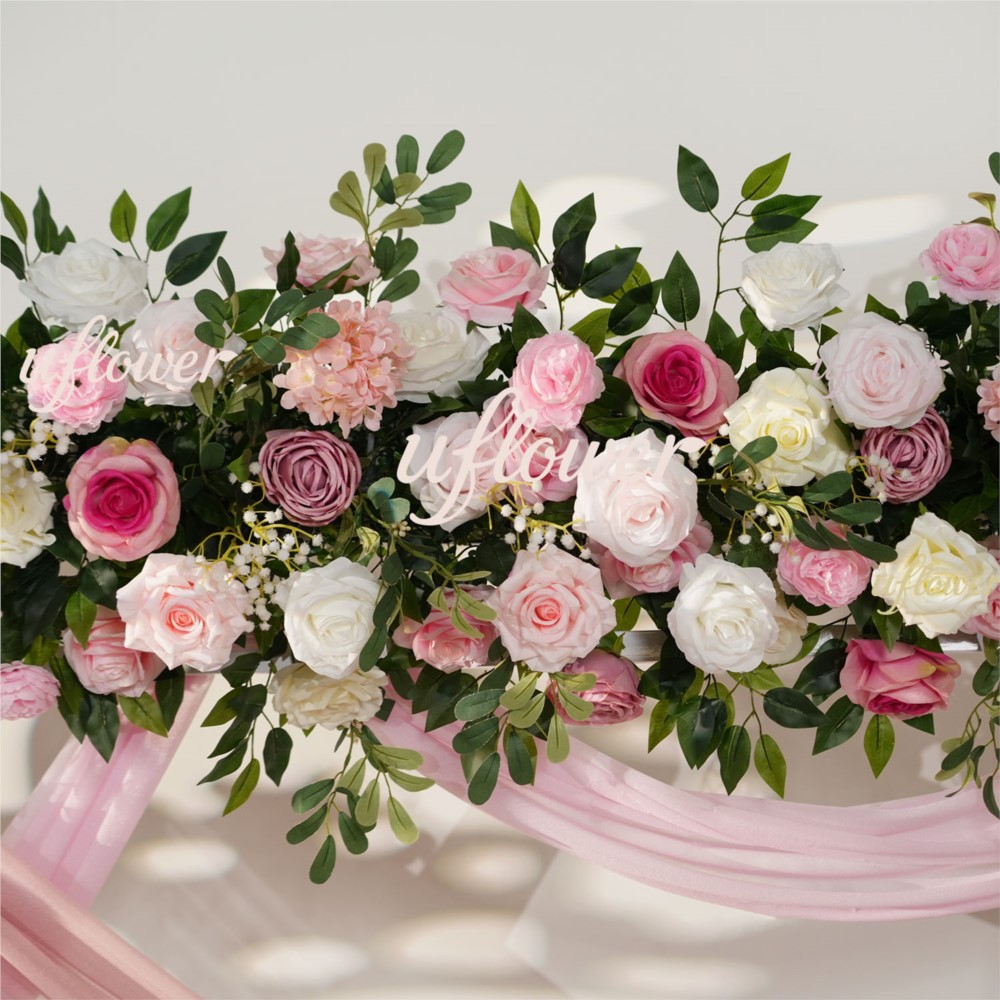 Uflower Pink Rose Greenery Han - Flower Wall Panel recension och pris