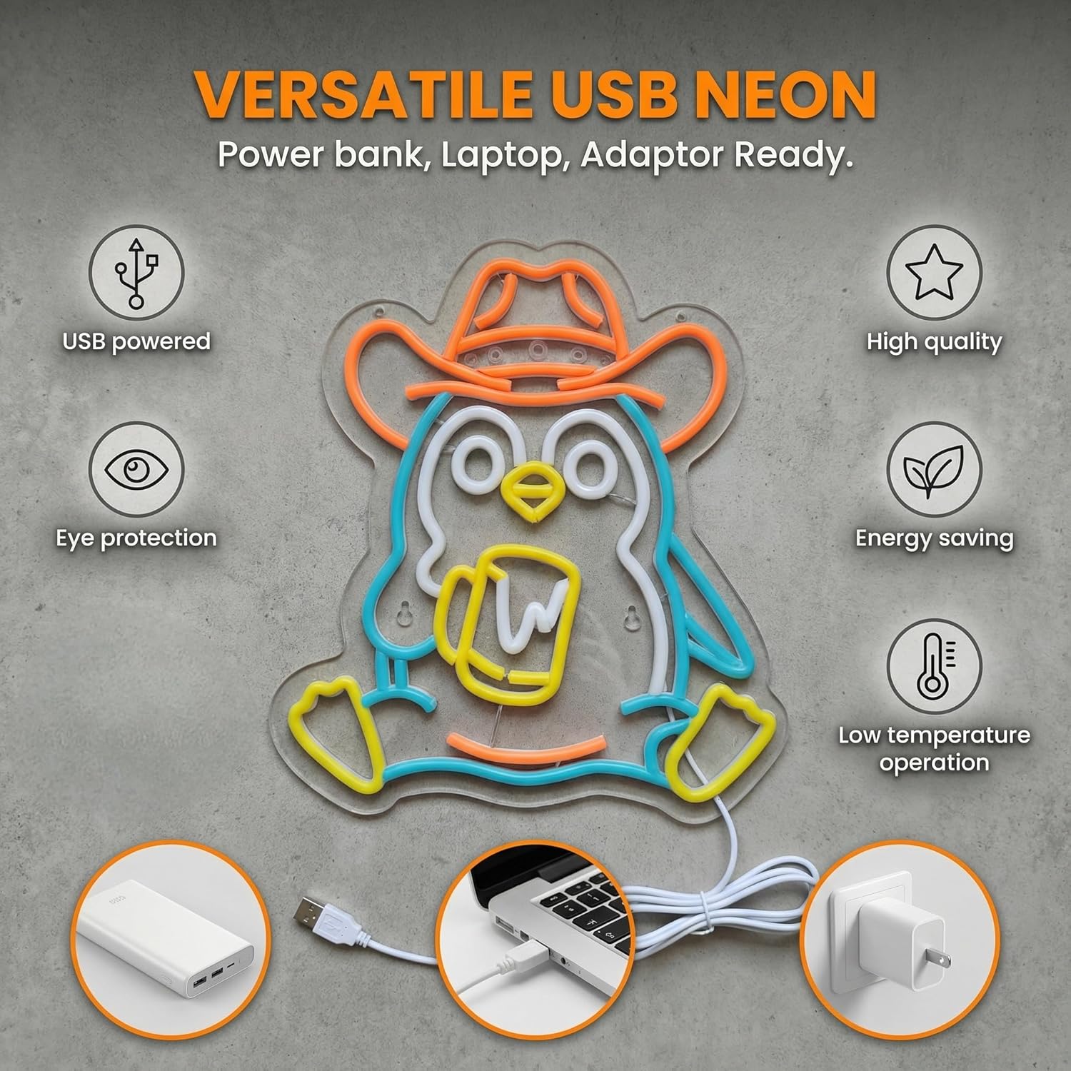 Penguin Neon Sign USB Powered  - Neon Sign Party recension och pris