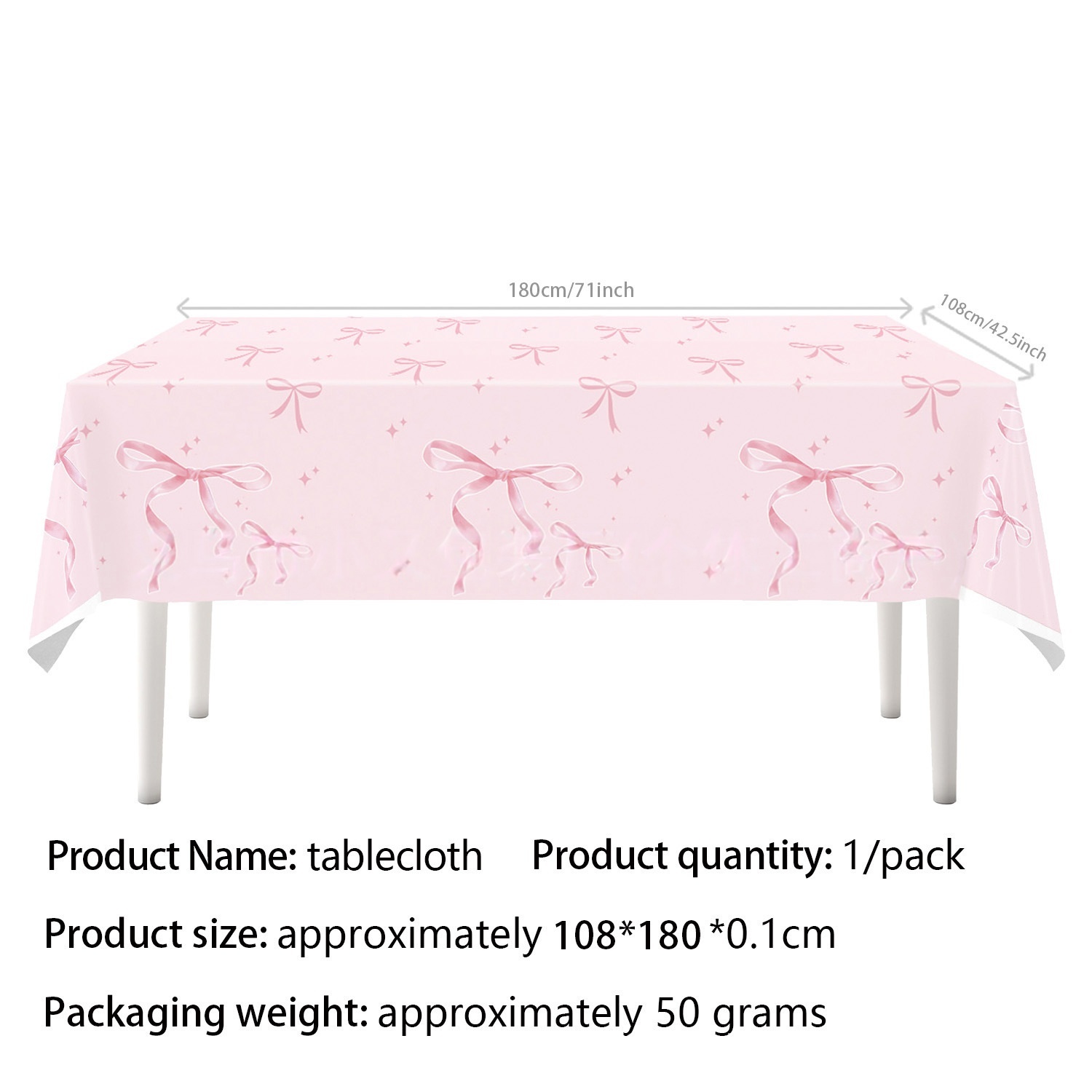 1PC Pink Bow Disposable Plasti - Table Cloth Disposable recension och pris