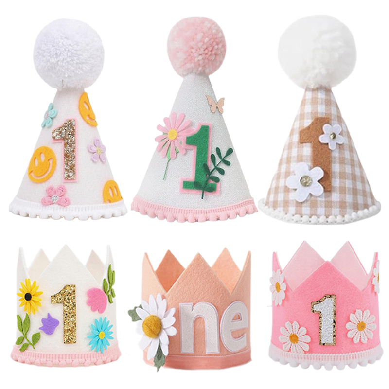 Flower Cone Hat 1st Birthday H - Party Hat Cone recension och pris