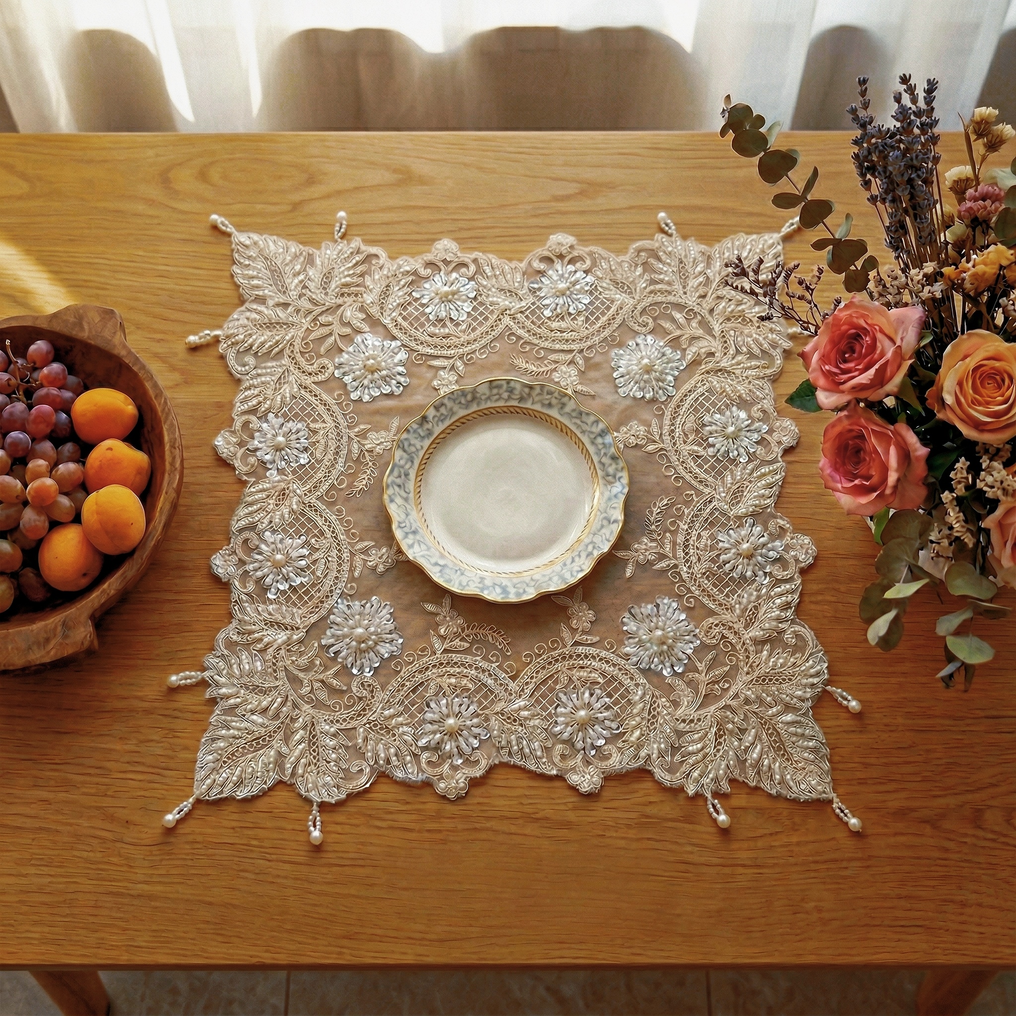2pcs Leaf Shape Placemats Set  - Glitter Tablecloth recension och pris