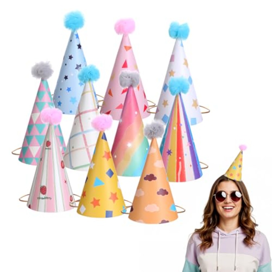 10 PCS Birthday Party Hats for - Party Hat Cone recension och pris