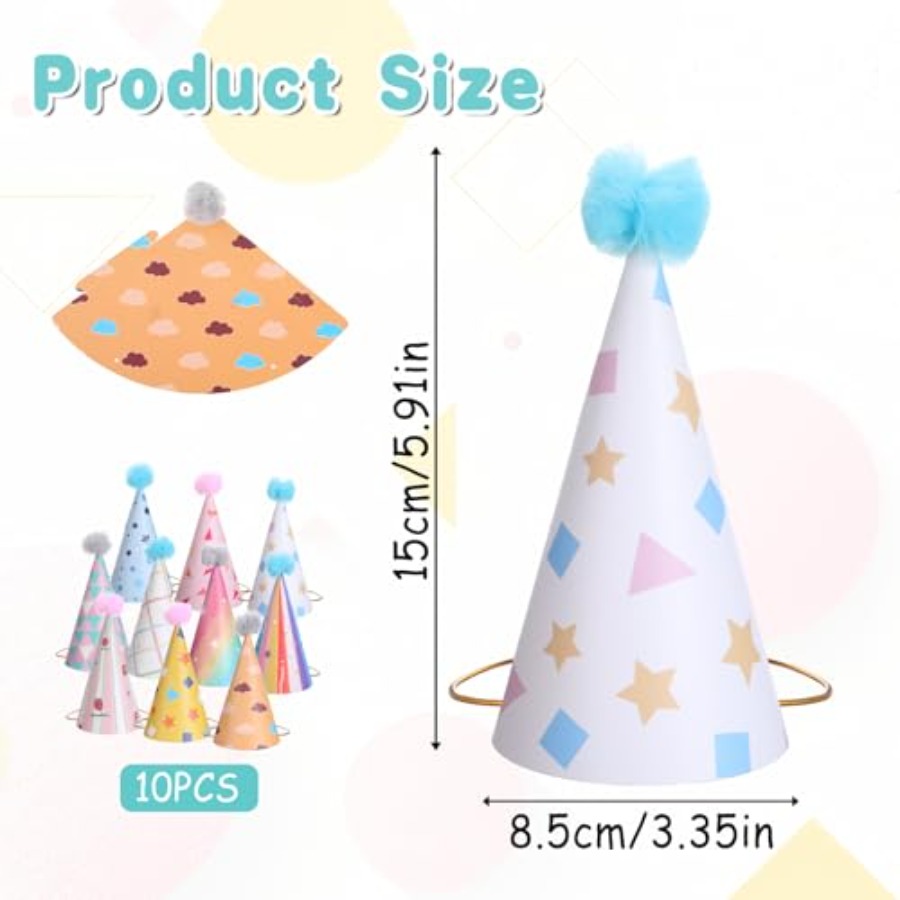 10 PCS Birthday Party Hats for - Party Hat Cone recension och pris
