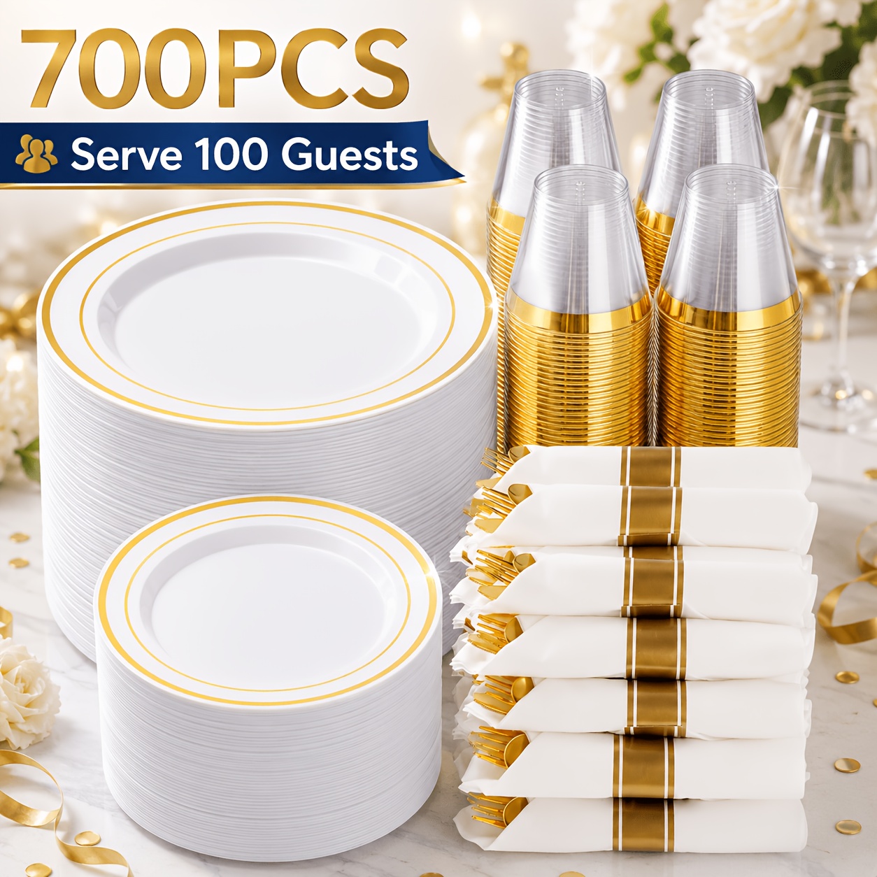 700-Piece Elegant Golden-Trimm - Napkin Folding Set recension och pris
