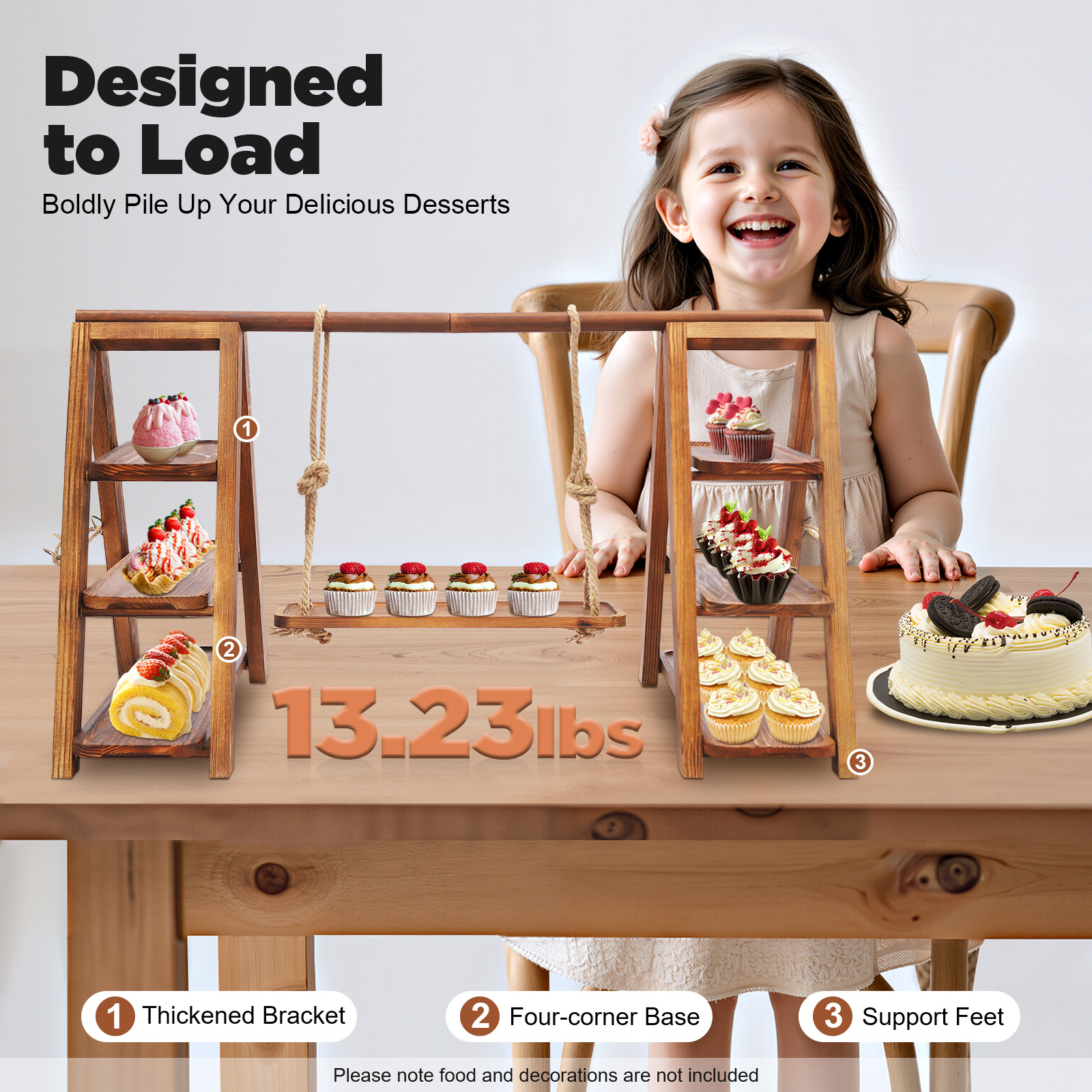 Wooden 3 Tier Cupcake Stand wi - Cupcake Stand Tier recension och pris
