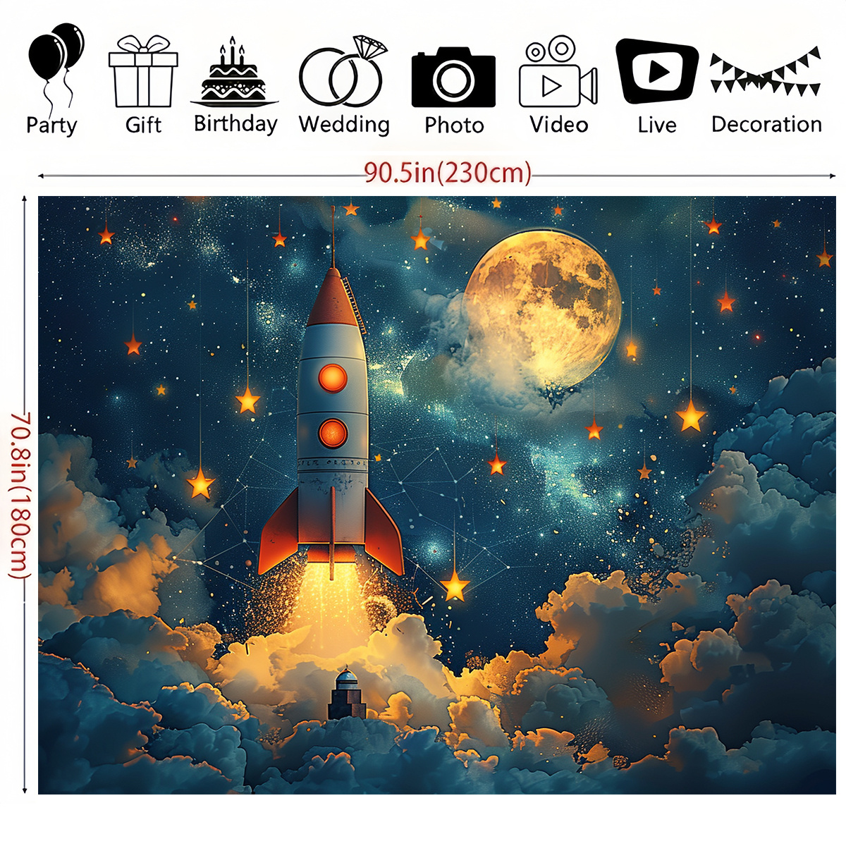 1pc Dreamy Night Sky Rocket Wa - Event Launch Party recension och pris
